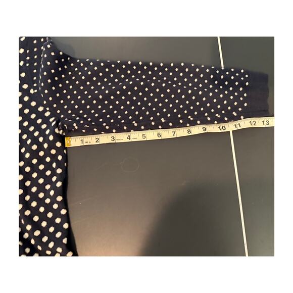 Ann Taylor Loft Women's M Navy Polka Dot Pullover Sweater zipper - Picture 6 of 8
